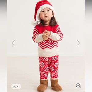Hanna Andersson Fairisle Holiday Sweater Set with Knit Leggings 18-24m EUC